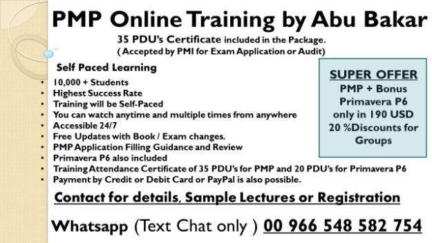 PMP 35 PDU&#039;s Training by Abu Bakar - Online [Now available online also