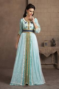 Explore Aqua Blue Kaftans Online with Best Offers from Mirraw Store