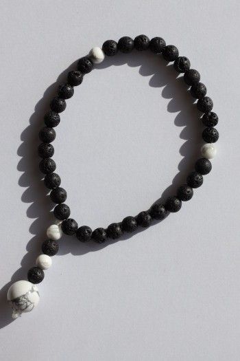 TASBEEH BRACELET WITH LAVA STONE AND HOWLITE