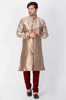Latest Traditional Gold Kurta Pajama Styles for Men at Mirraw