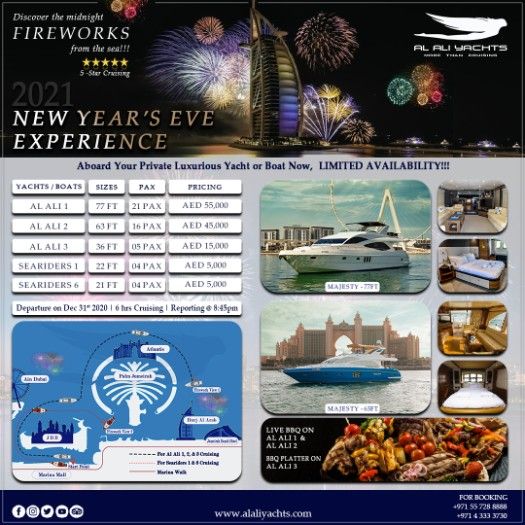 EXPERIENCE THE YACHT CHARTER NEW YEAR'S EVE 2021 FIREWORK IN DUBAI